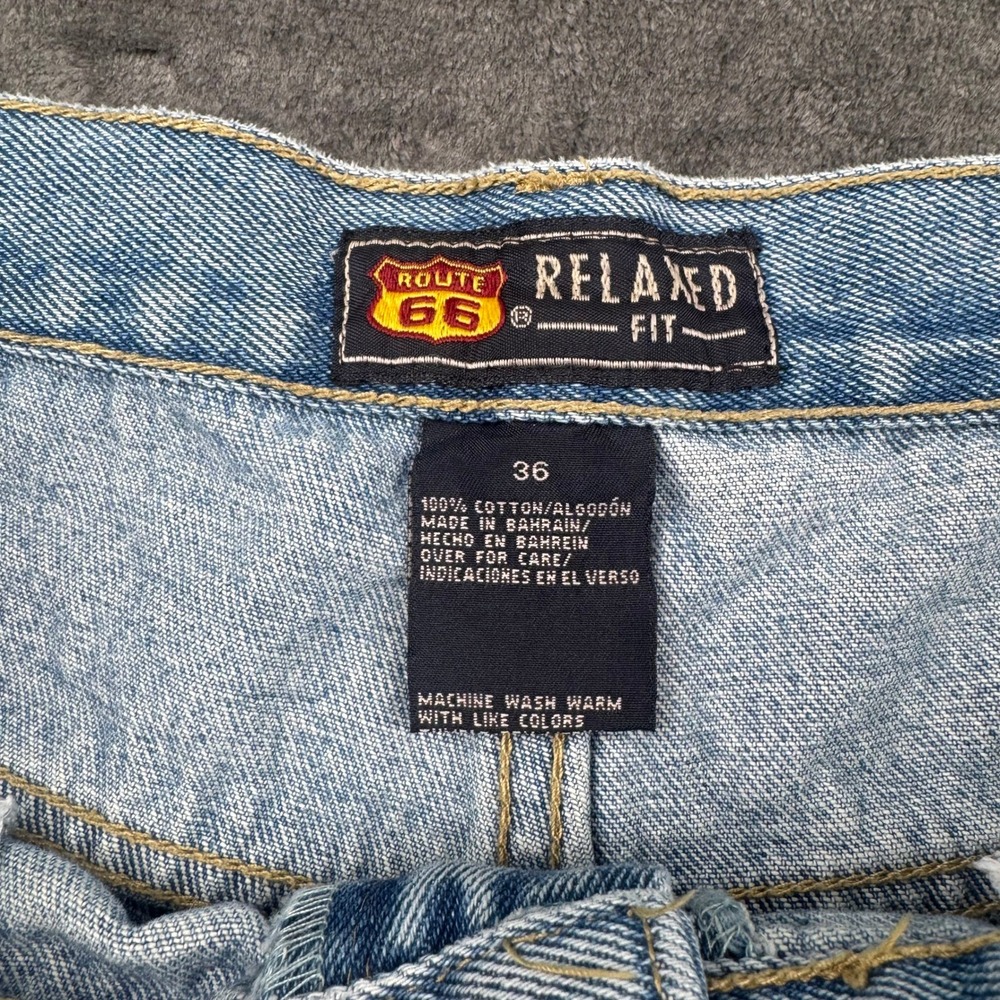 Vintage Route 66 Relaxed Fit Denim Shorts Mens 36 Light Wash Blue Cotton Kmart - Picture 5 of 12